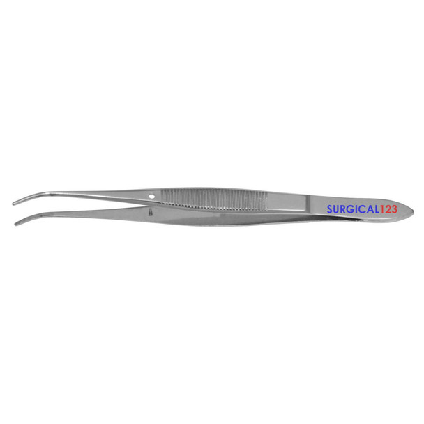 Eye Dressing Forceps Half Curved Serrated Tips  surgical123