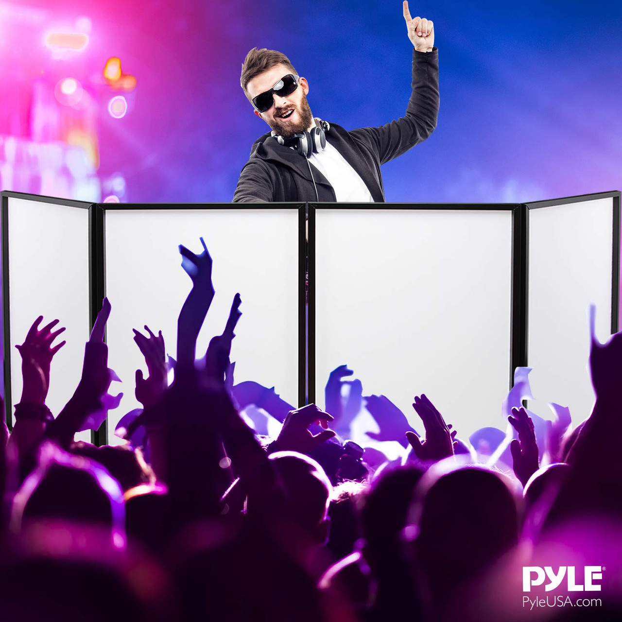 Portable Event Facade Front Board Video Light Projector Display Scrim Panel with Folding Steel Frame Stand Renewed 48x24.2x46 White Pyle DJ Booth Foldable Cover Screen PDJFAC12 Stretchable Material Portable Event Facade Front Board Video Light Projector Display Scrim Panel with Folding Steel Frame Stand Renewed 48x24.2x46 White Pyle DJ Booth Foldable Cover Screen PDJFAC12 Stretchable Material