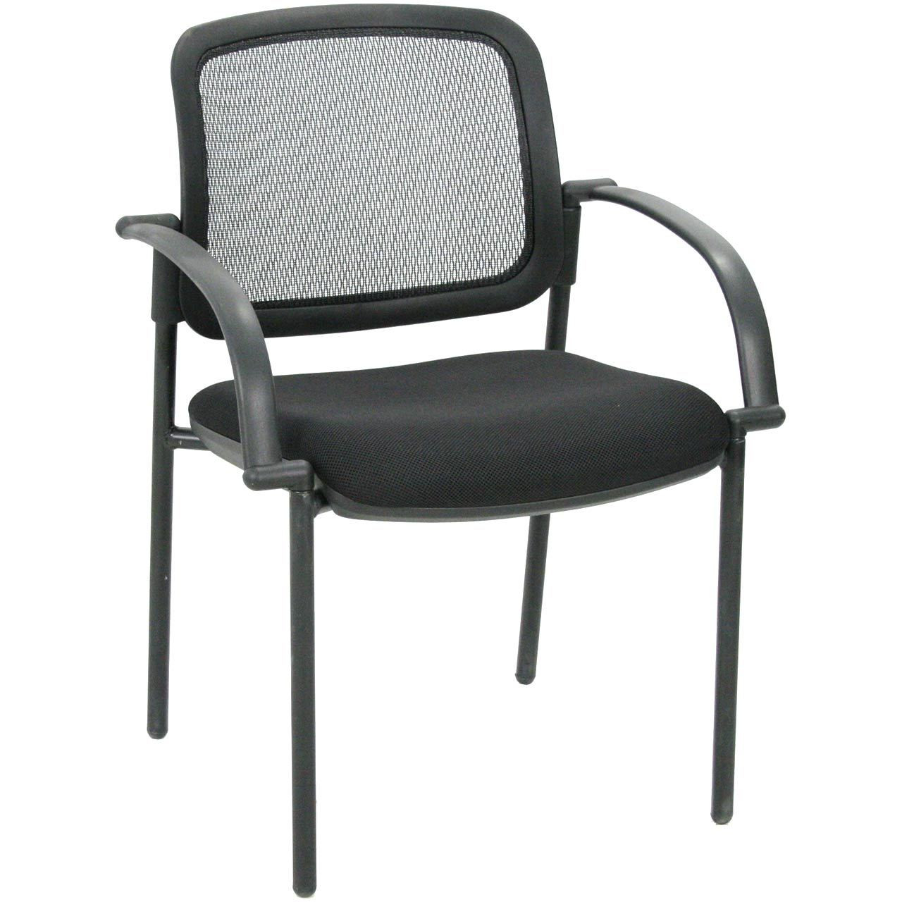 highback mesh guest chair with upholstered seat  black