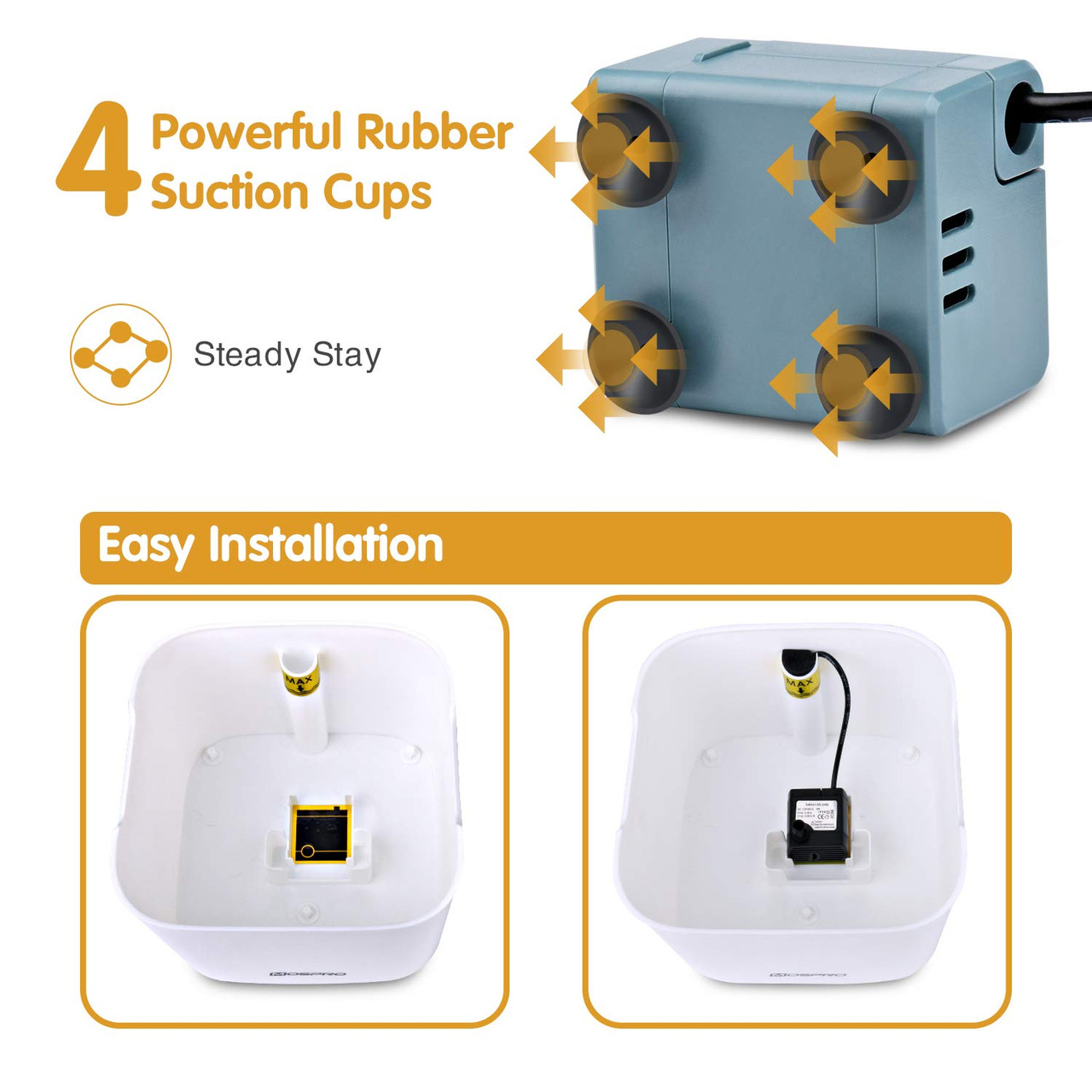 Mospro Pet Fountain Submersible Water Pump Ultra Quiet Dog And