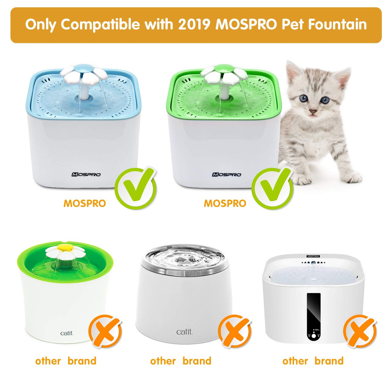 Mospro Pet Fountain Submersible Water Pump Ultra Quiet Dog And