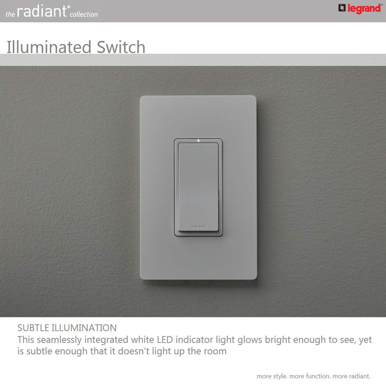 Legrand Pass Amp Seymour Tm870wslcc10 Radiant 15 Amp Single Pole Rocker Switch With White Led Locator Light