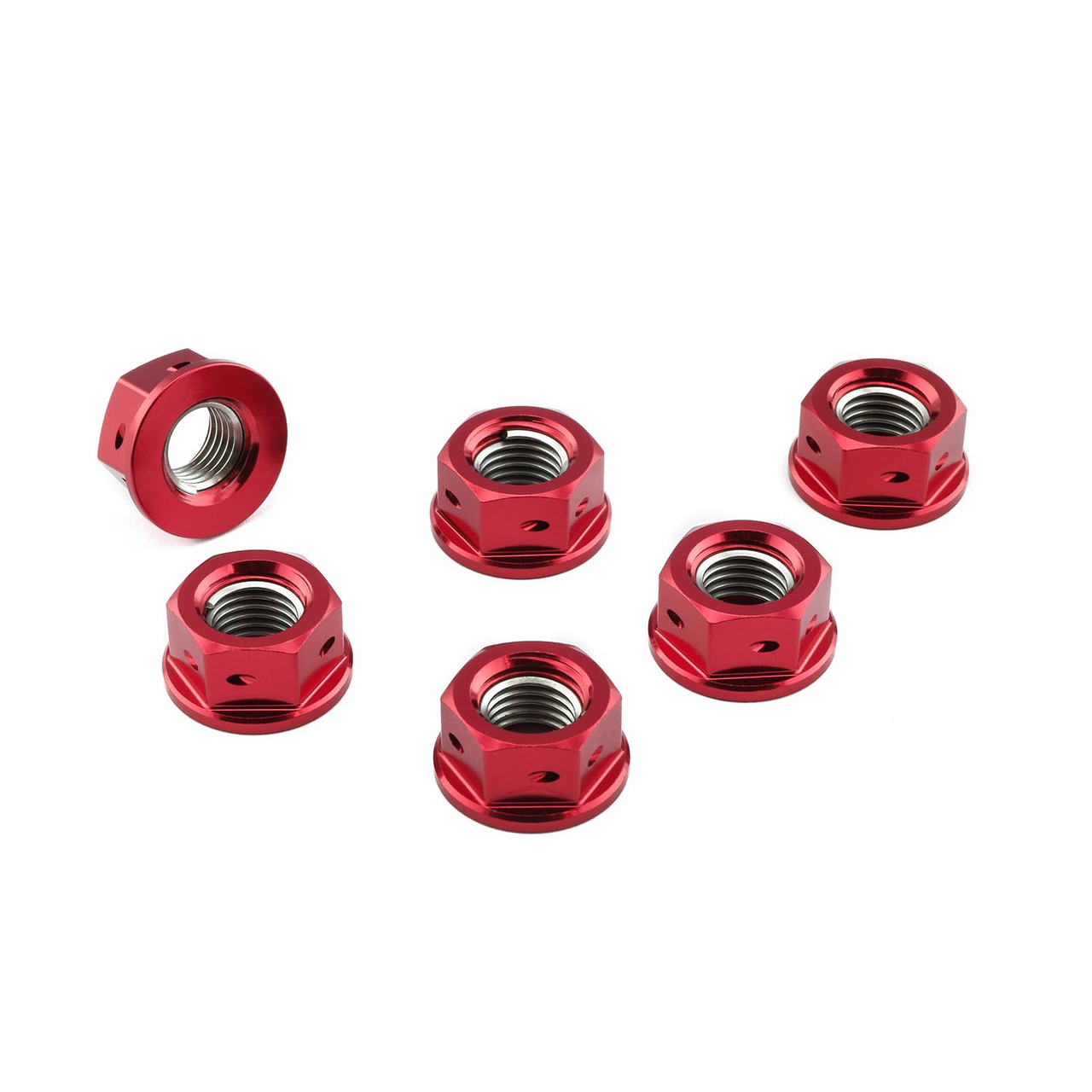 Aluminium Sprocket Nuts M10x(1.25mm) Drilled Pack x6 | Pro-Bolt