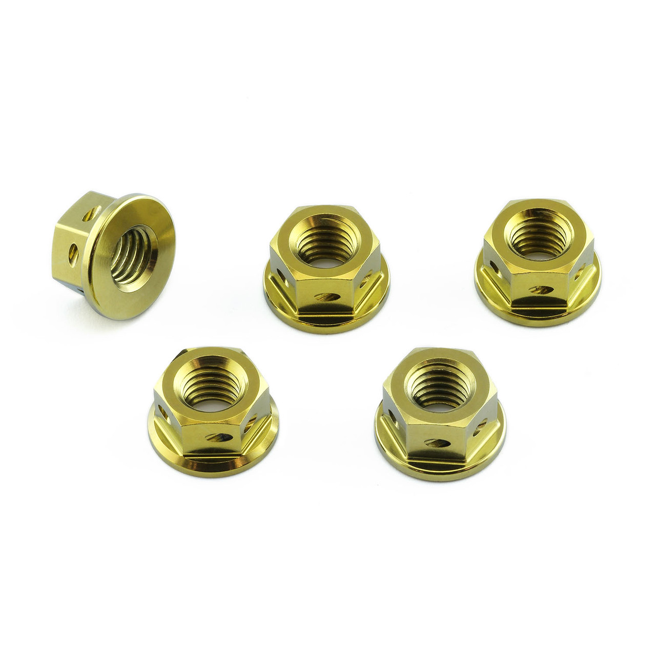 Titanium Sprocket Nuts M8x(1.25mm) Drilled Pack x5 | Pro-Bolt