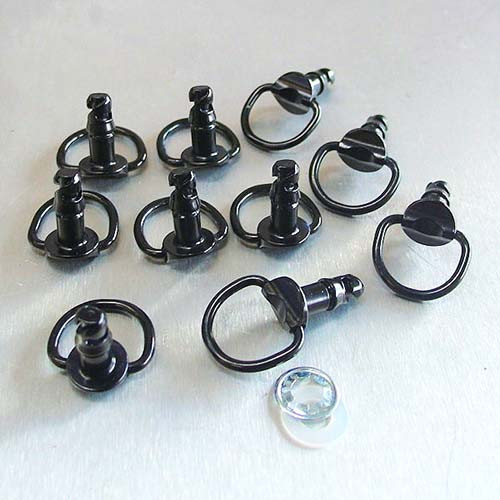 Aluminium Quick Release Stud 17mm D-Ring Pack x10 Black