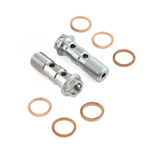 Stainless Steel Banjo Bolt Double M10x(1.00mm) Race Spec Rear Caliper Pack x2