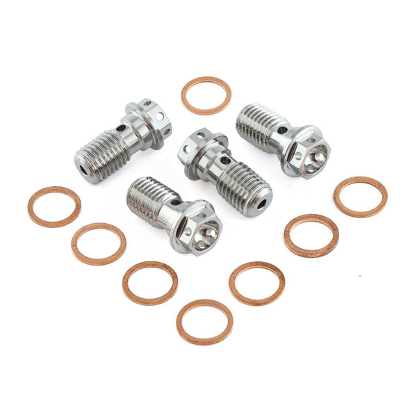 Stainless Steel Banjo Bolt Single M10x(1.25mm) Race Spec Front Master Cylinder Pack x4