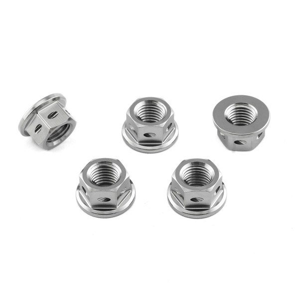 Titanium Sprocket Nuts M10x(1.25mm) Drilled Pack x5