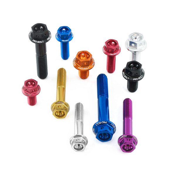 M6 Aluminium Flanged Hex Head Race Spec Bolts Etched