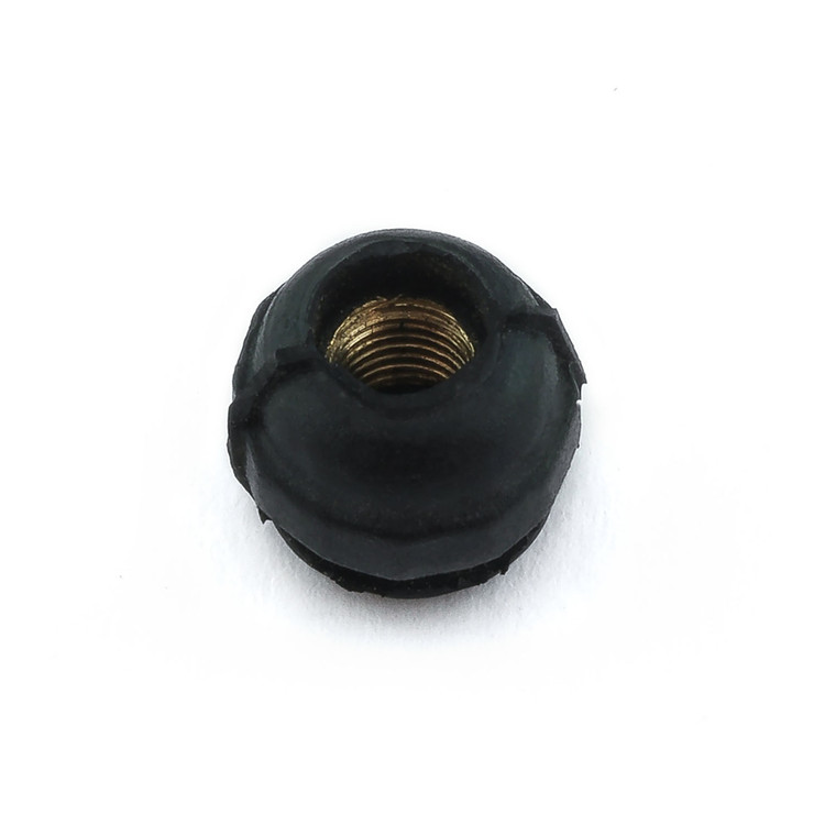 Zwarte rubber moer met messing tussenvoegsel M4 x 0.5 x 8