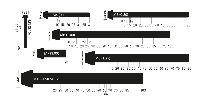 Tapered socket cap bolts in a range of metric sizes