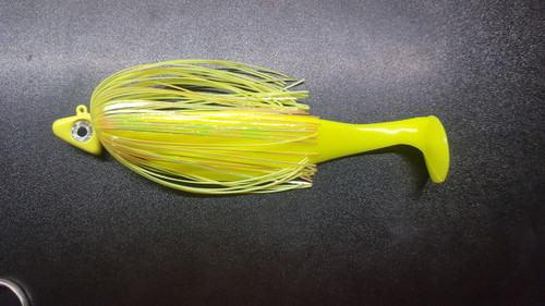 Shad Style Jig Head on Mylar Hole in one Skirt with 6 inch Shad Body