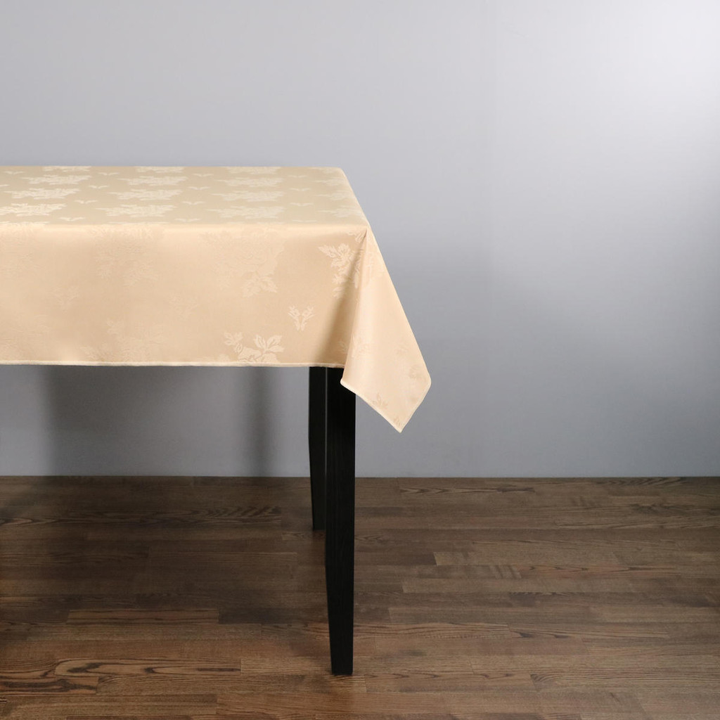 100percent Polyester Damask Rose Sandalwood Tablecloths - 35x35 89x89 cm