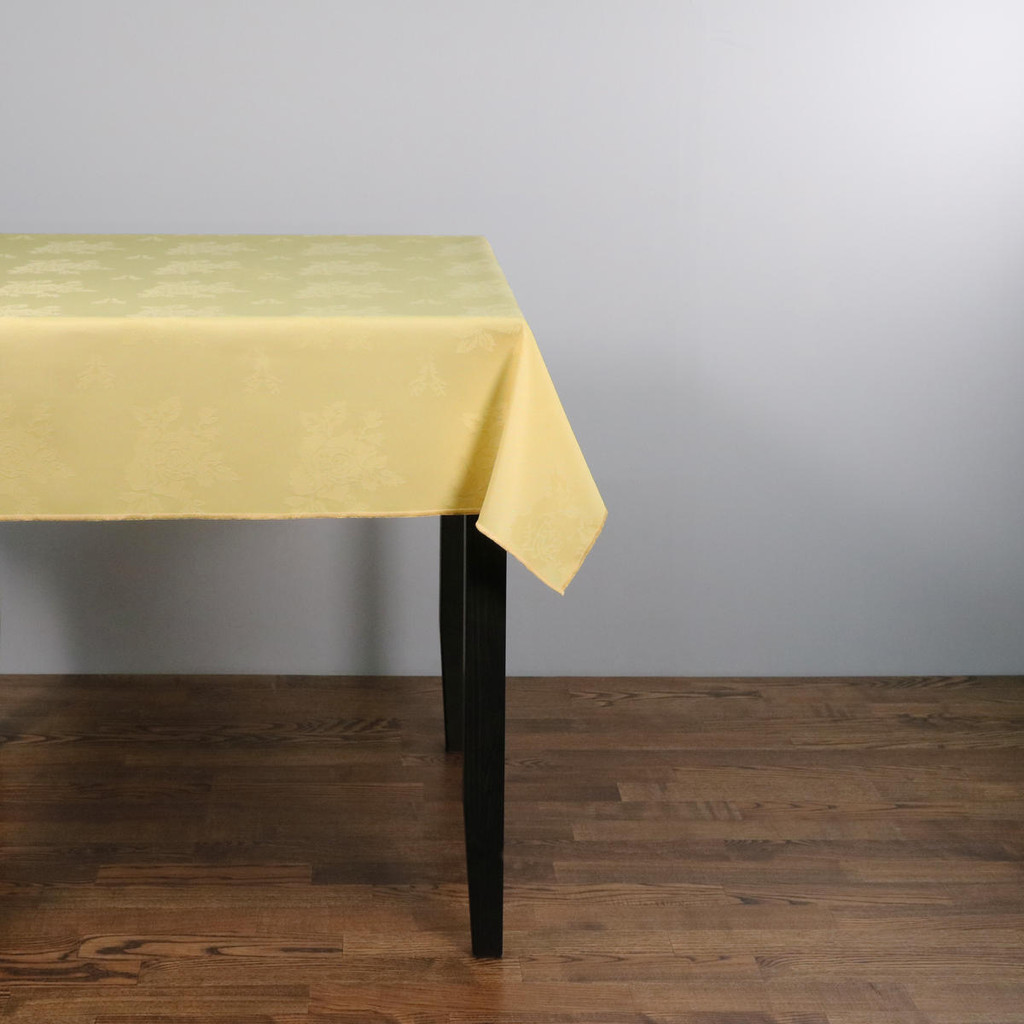 100percent Polyester Damask Rose Lemon Tablecloths - 54x54 137x137 cm