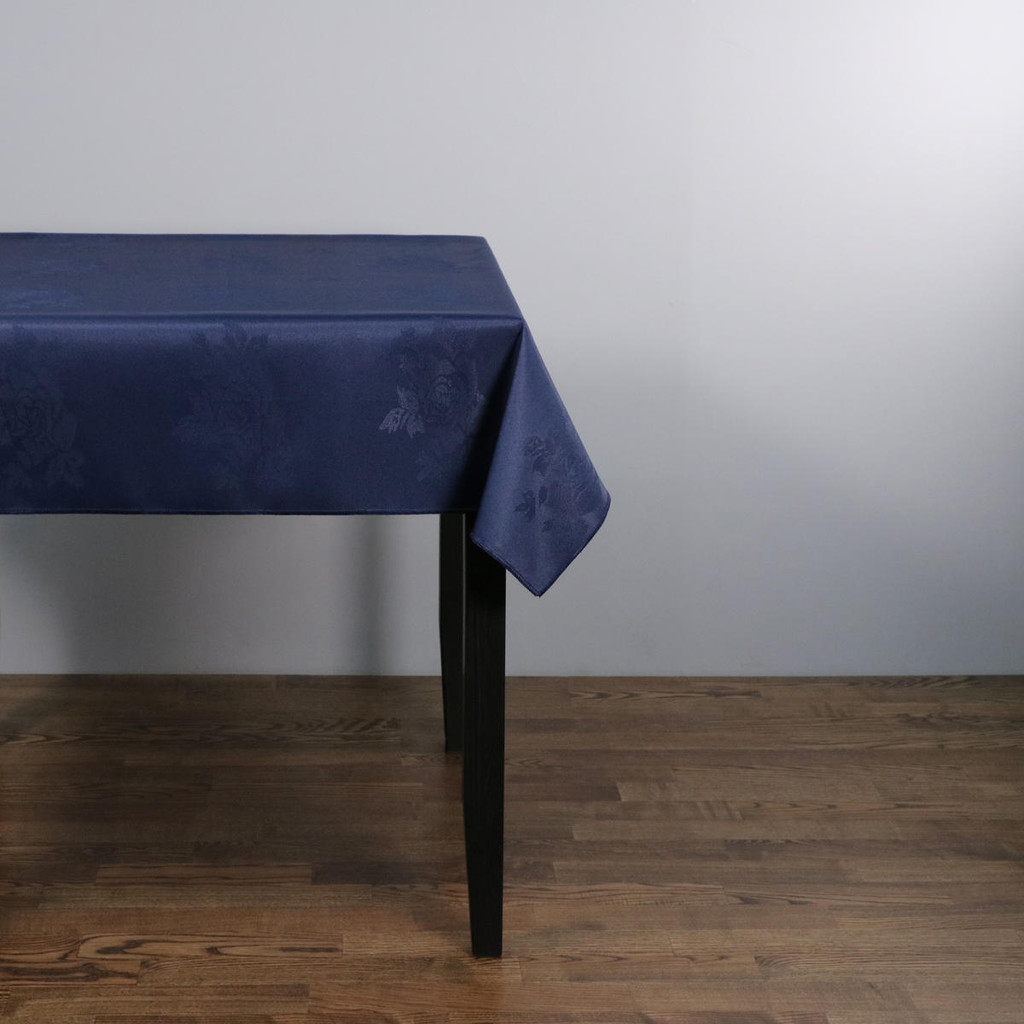 100percent Polyester Damask Rose Navy Tablecloths - 54x54 137x137 cm