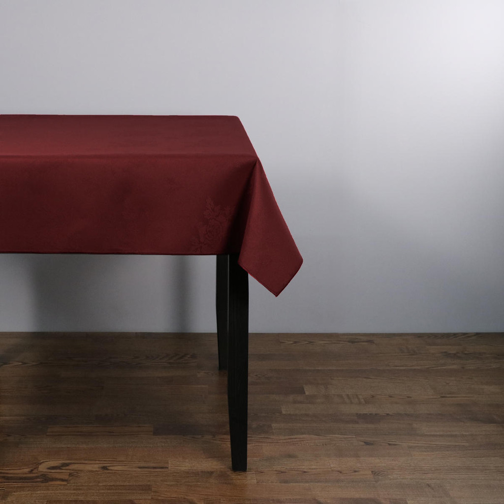 100percent Polyester Damask Rose Burgundy Tablecloths - 70x90 178x229 cm