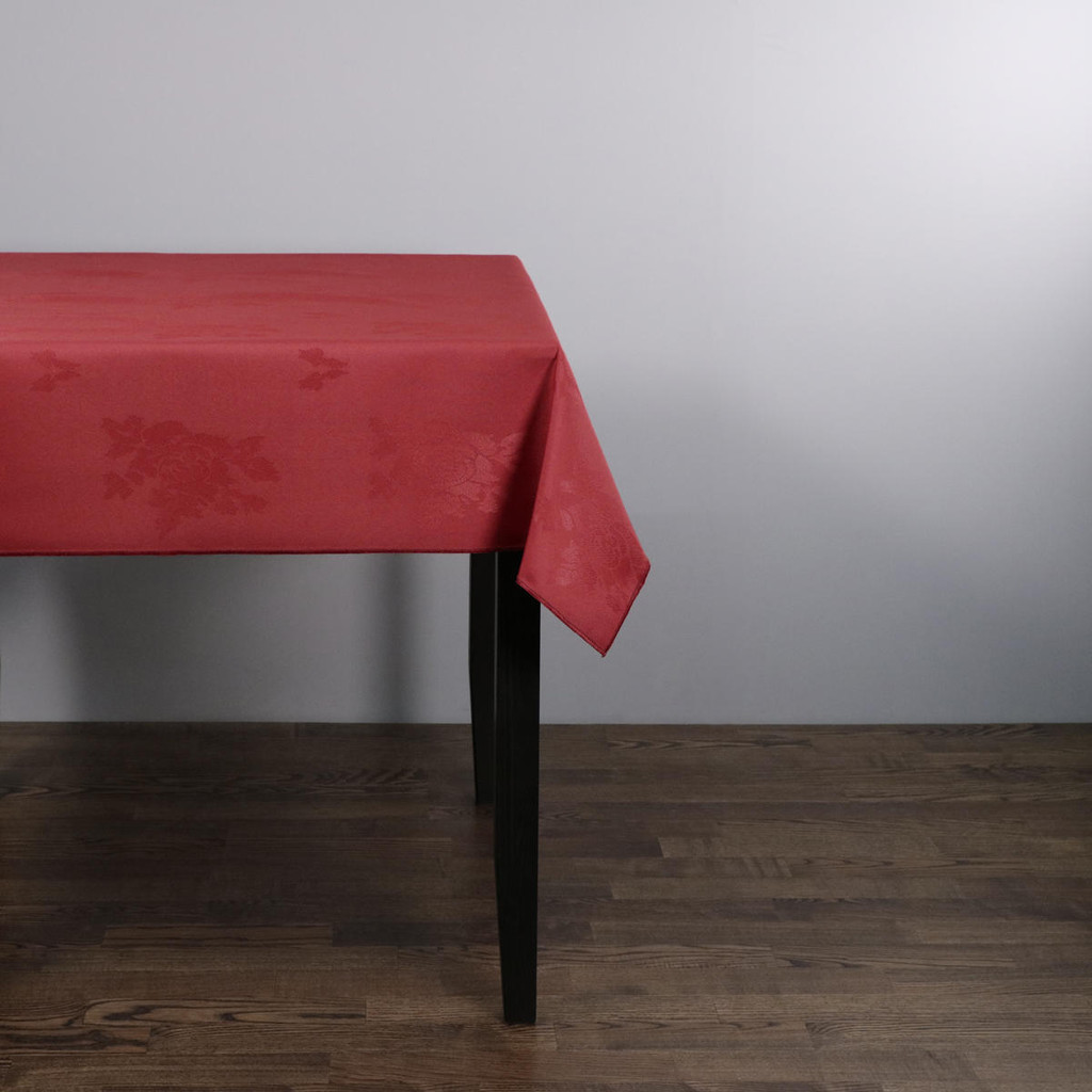 100percent Polyester Damask Rose Red Tablecloths - 70x144 178x366 cm