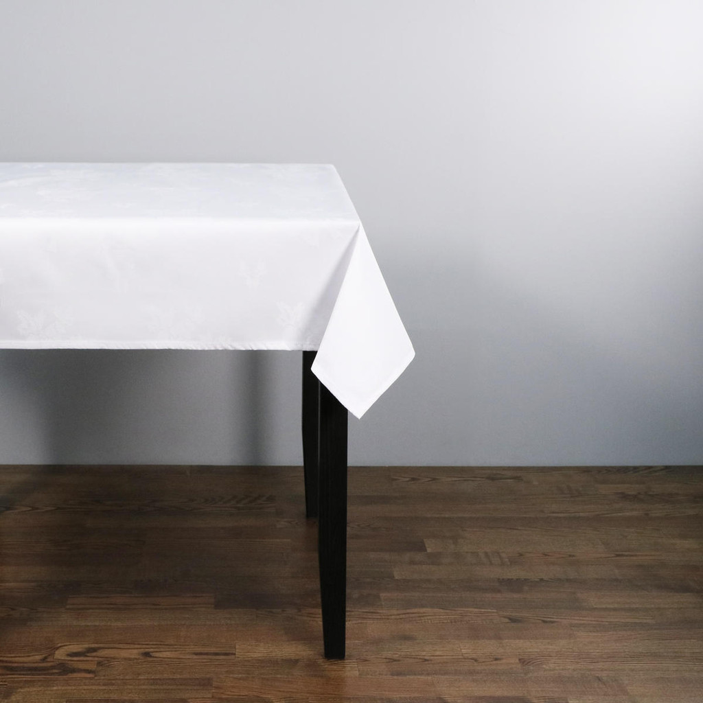 100percent Polyester Damask Rose White Tablecloths - 90x90 229x229 cm