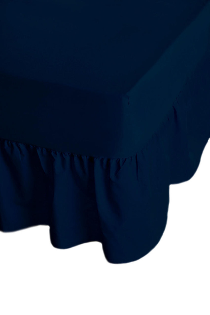 68 Pick Polycotton Navy Blue Double Valance Sheet - Pack of 5