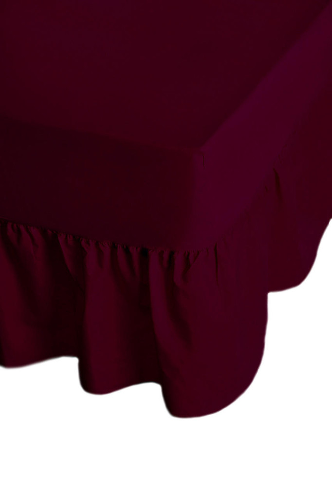 68 Pick Polycotton Wine Double Valance Sheet - Pack of 5