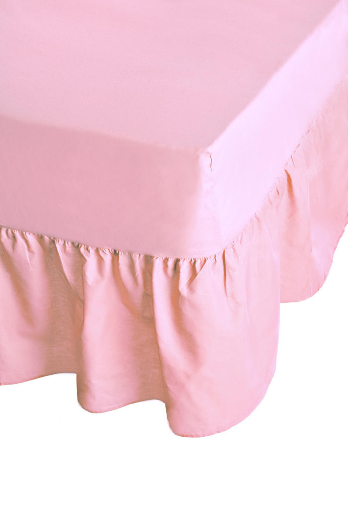 68 Pick Polycotton Light Pink King Valance Sheet - Single