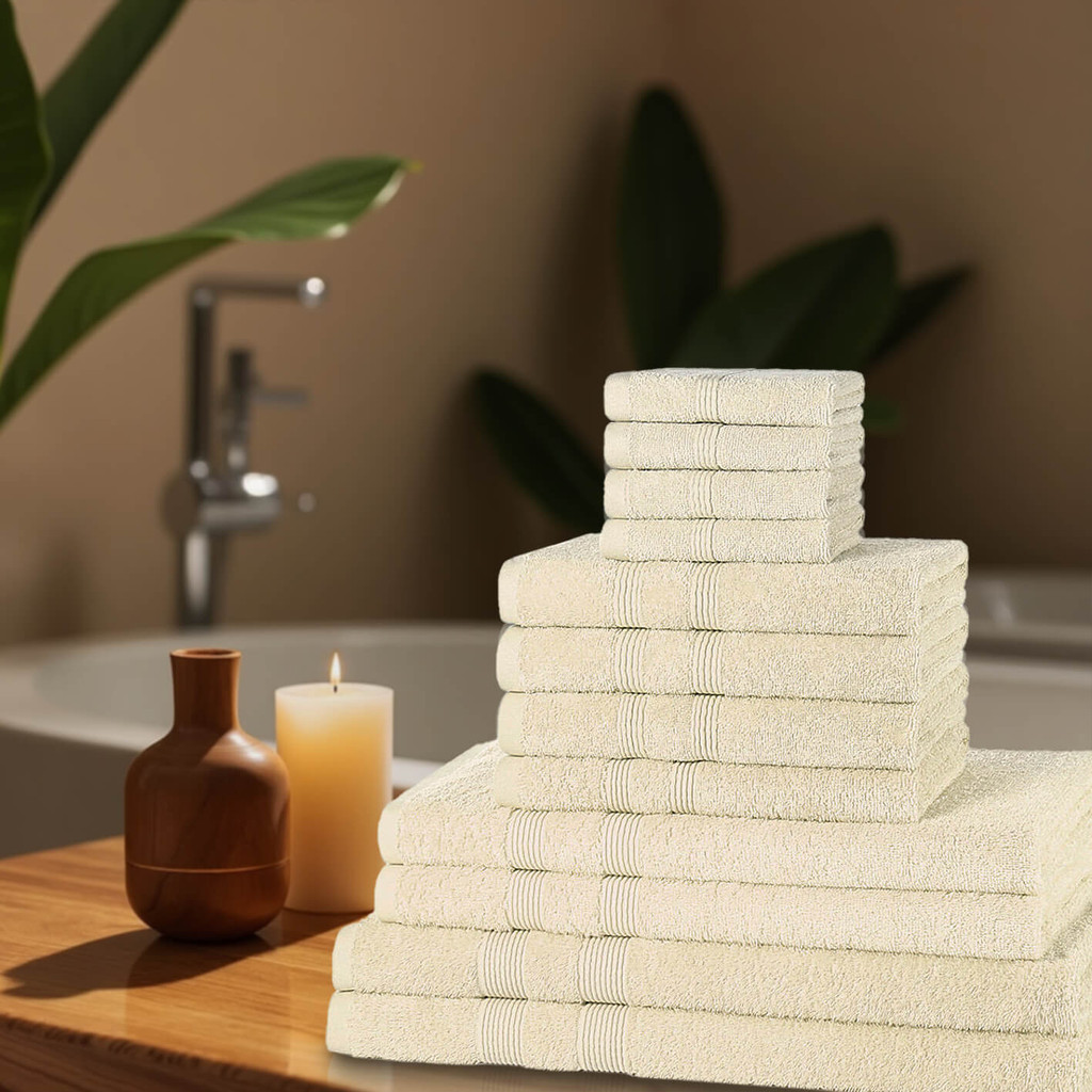 12 Piece 500GSM Towel Bale - 4 Face Cloths, 4 Hand Towels, 2 Bath Towels, 2 Bath Sheets