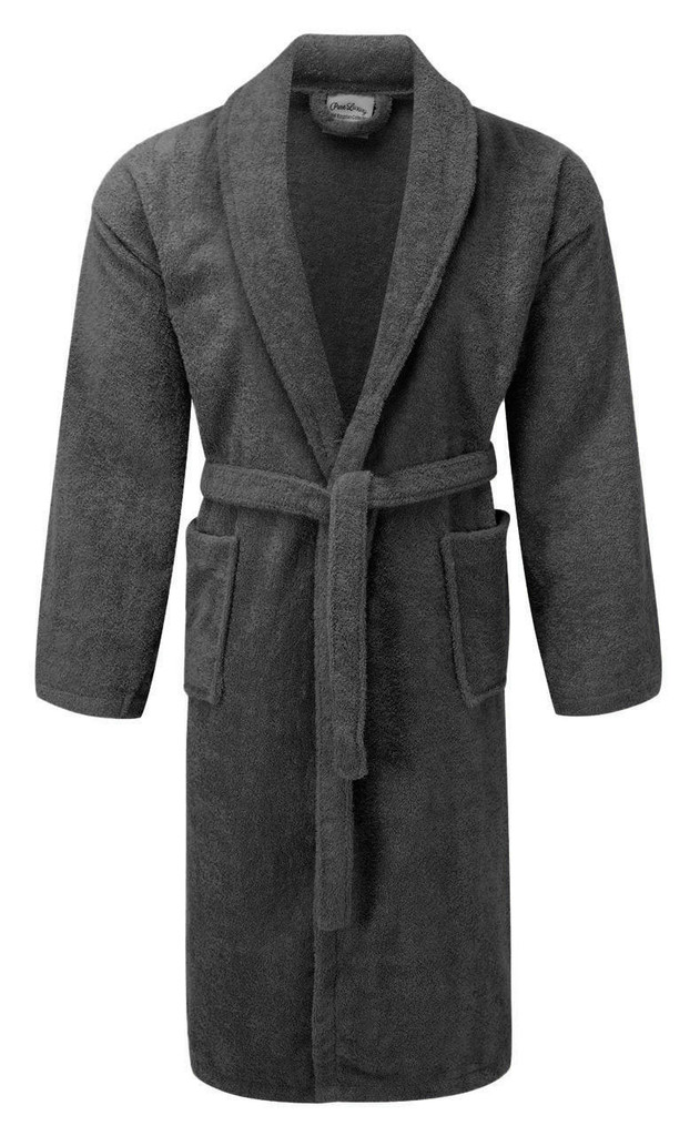 Terry Towelling Egyptian Collection Shawl Collar Bathrobe Charcoal