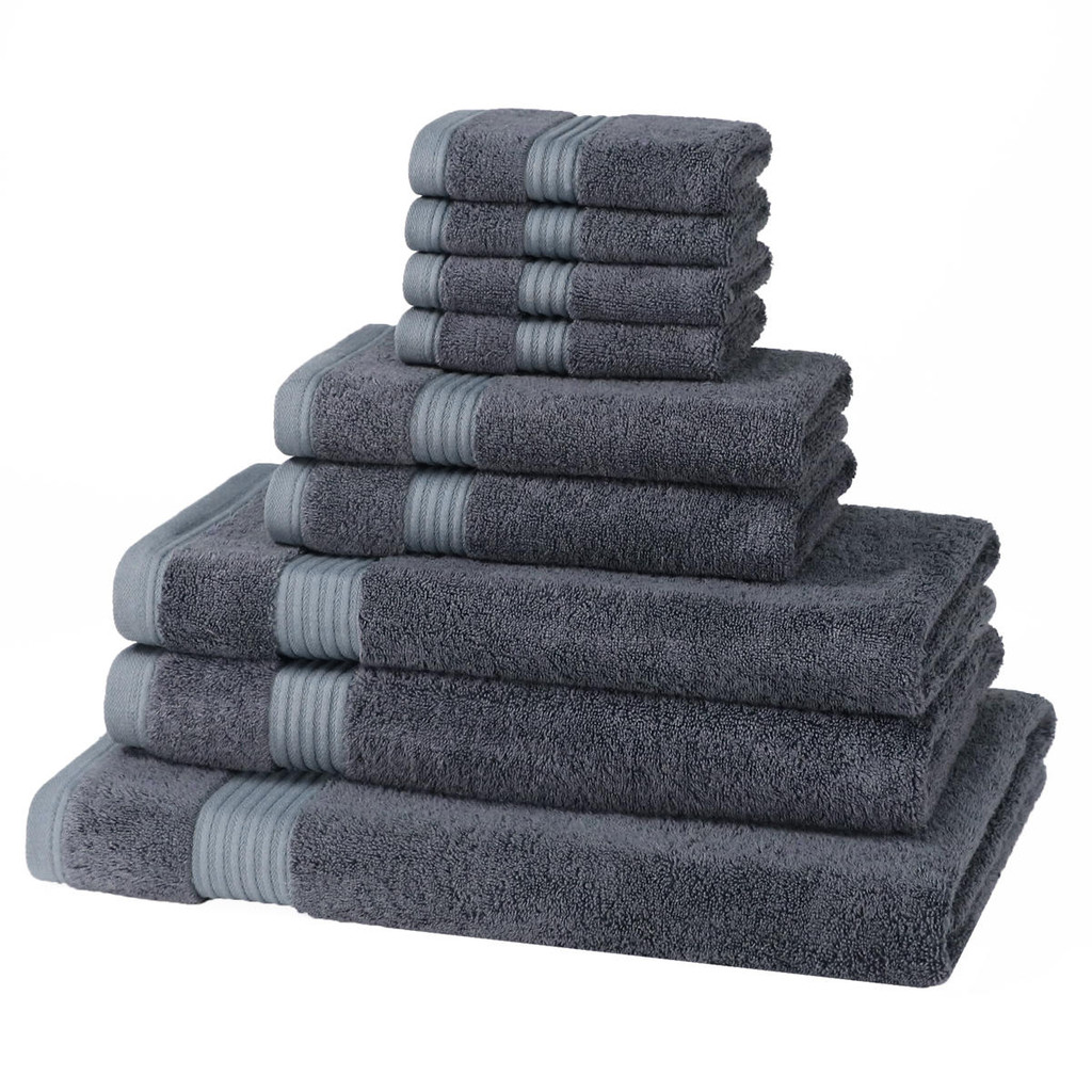 9 Piece 700GSM Bamboo Towel Set - 4 Face Cloths, 2 Hand Towels, 2 Bath Towels, 1 Bath Sheet