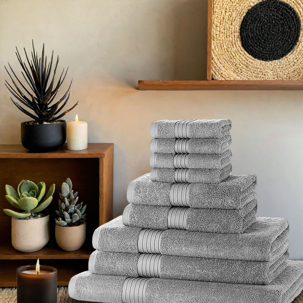 9 Piece 700GSM Towel Bale - 4 Face Cloths, 2 Hand Towels, 2 Bath Towels, 1 Bath Sheet