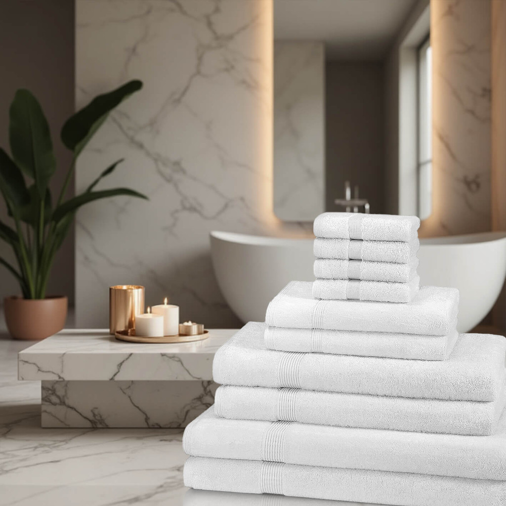 10 Piece 600GSM Towel Bale - 4 Face Cloths, 2 Hand Towels, 2 Bath Towels, 2 Bath Sheets