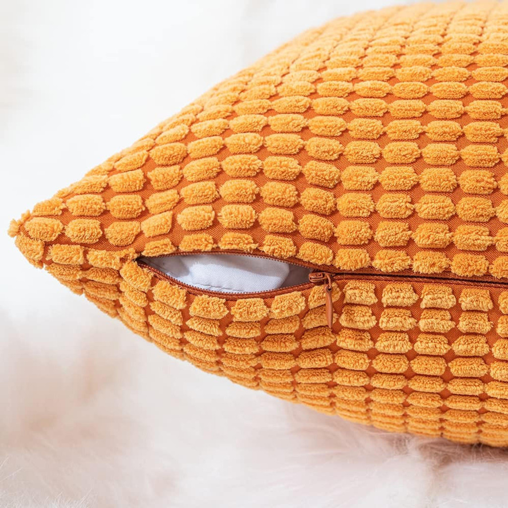 Set of 2 Cushions with Corn Corduroy Covers Included - 45x45 cm