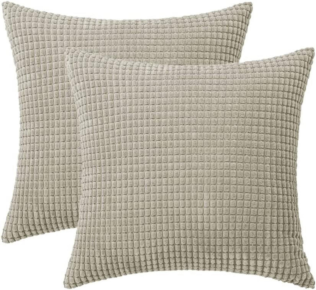 Set of 2 Cushions with Corn Corduroy Covers Included - 45x45 cm