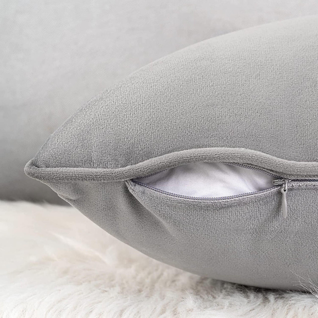 Velvet Zippered Pouch Light Grey