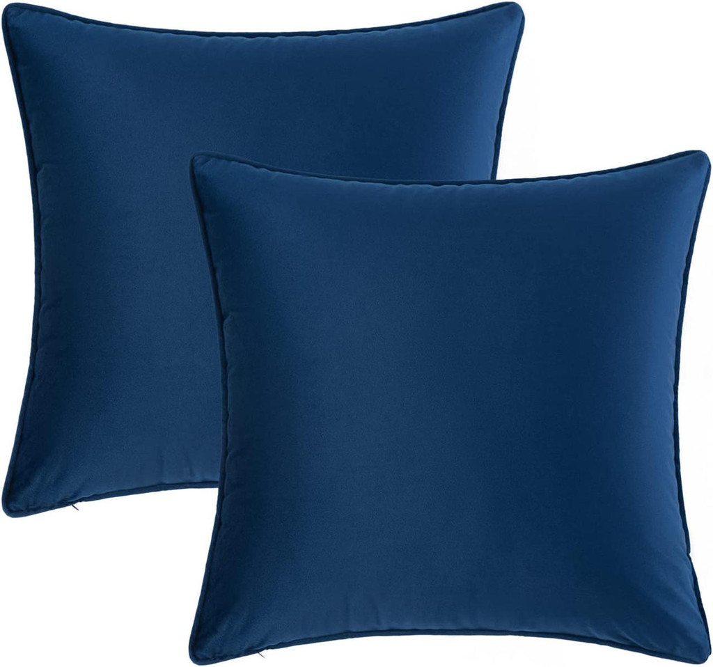 Set of 2 Cushions with Piped Velvet Covers Included - 45x45 cm