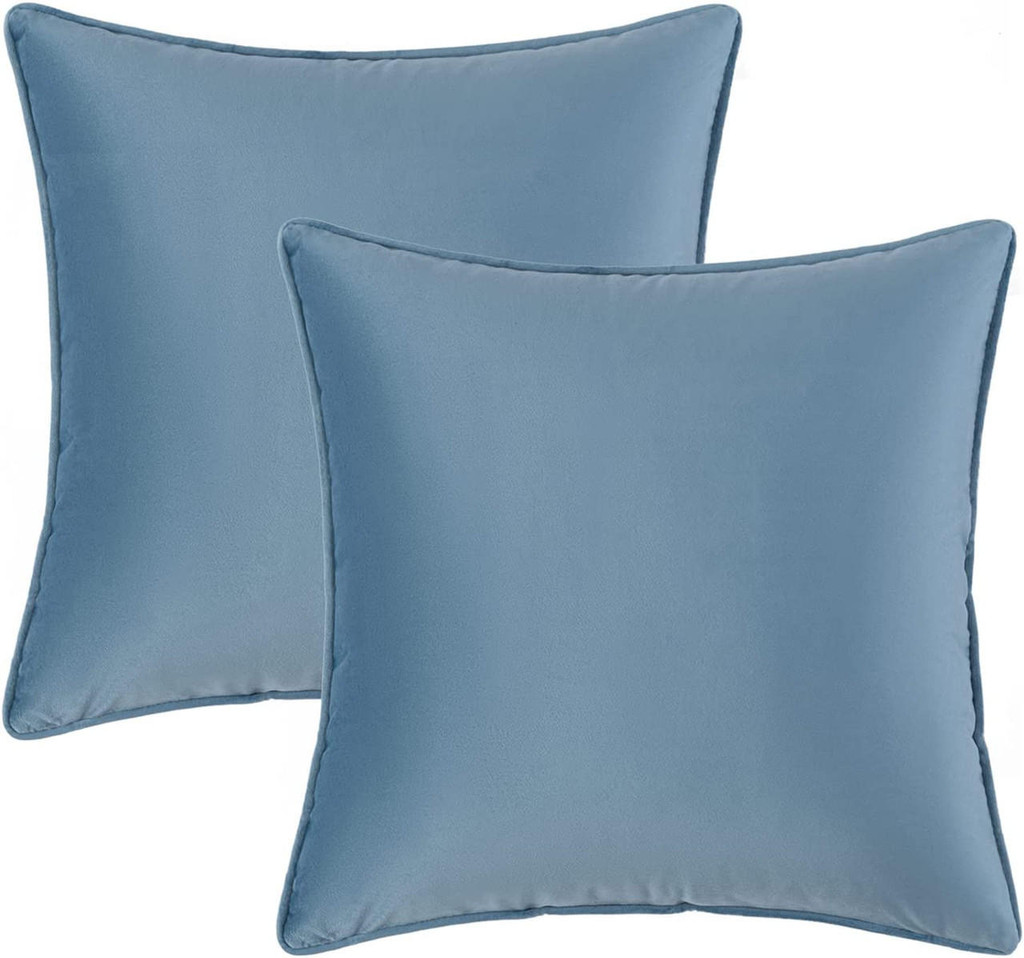 Set of 2 Cushions with Piped Velvet Covers Included - 45x45 cm