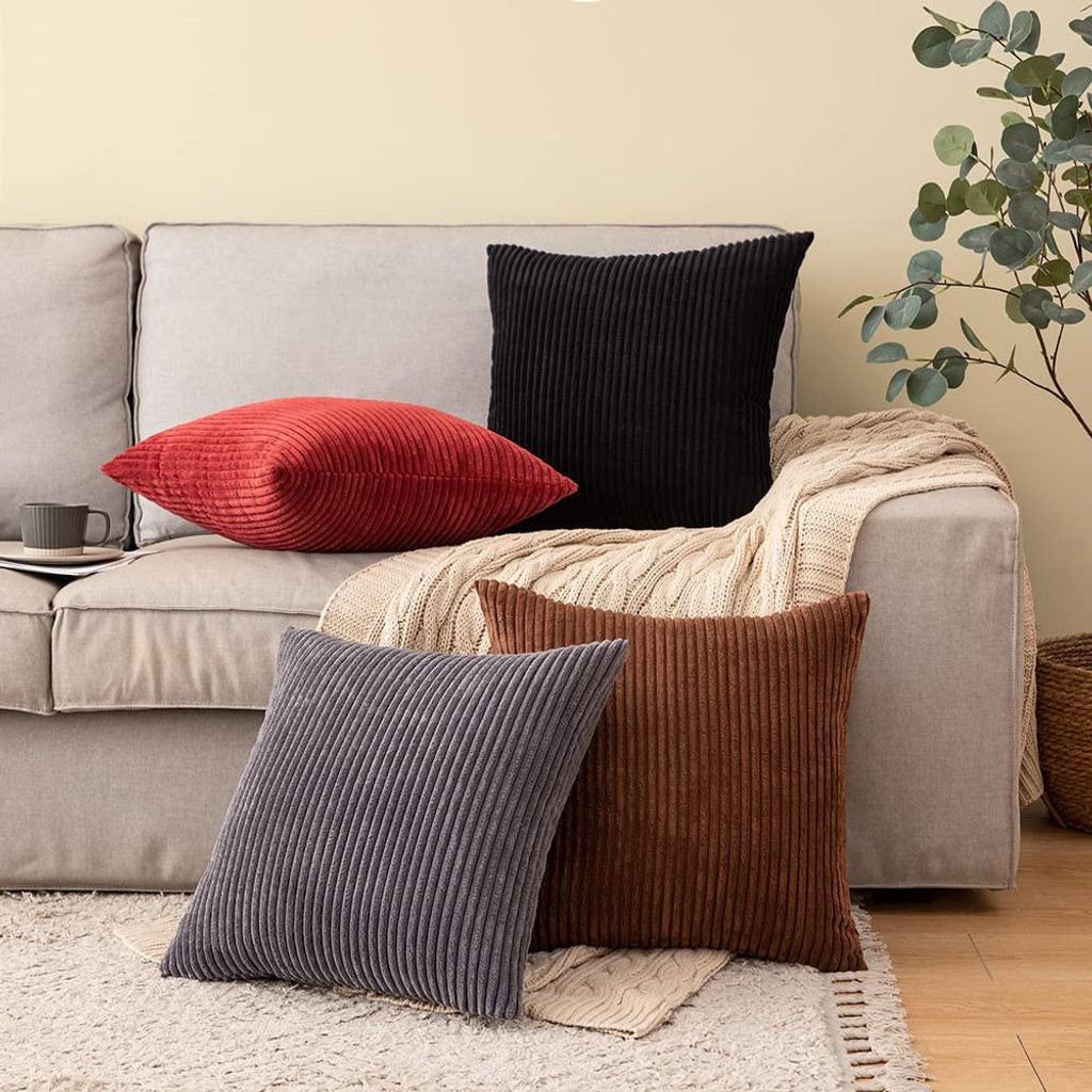 Set of 2 Cushions with Corduroy Covers Included - 45x45 cm