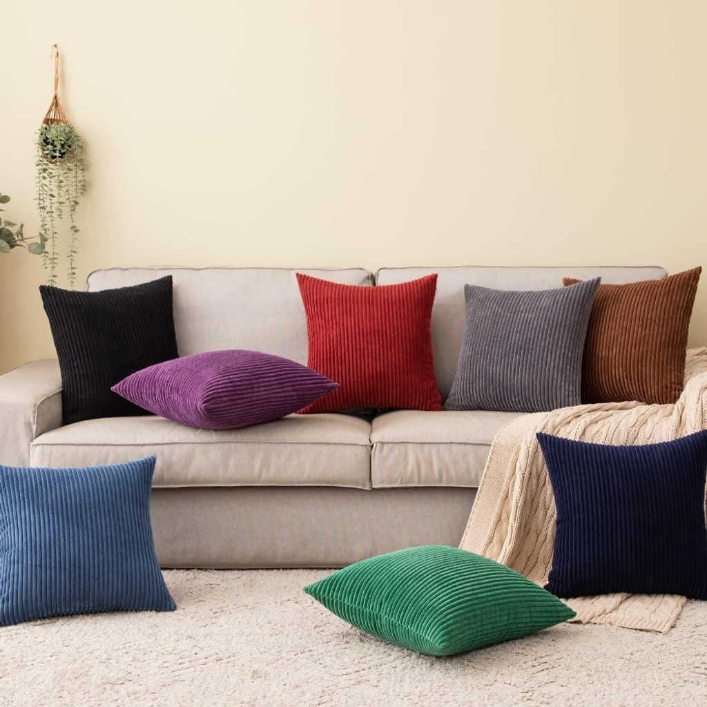 Set of 2 Cushions with Corduroy Covers Included - 45x45 cm