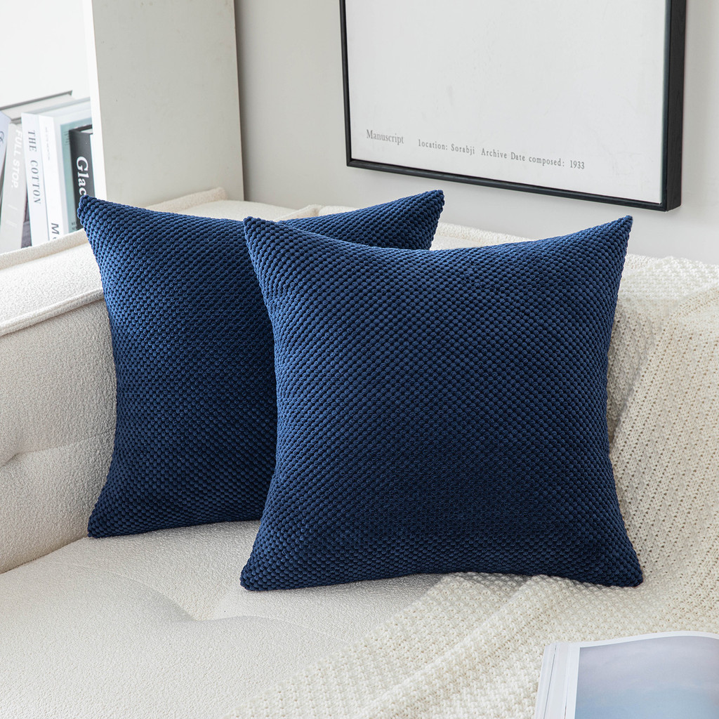 Set of 2 Cushions with Pine Corduroy Covers Included - 45x45cm