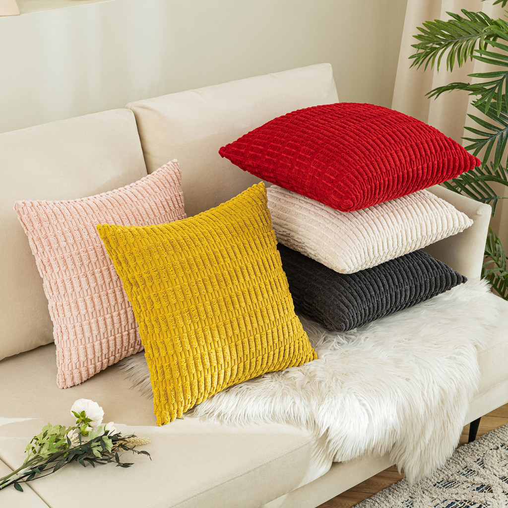 Set of 2 Cushions with New Corduroy Design Covers Included - 45x45cm