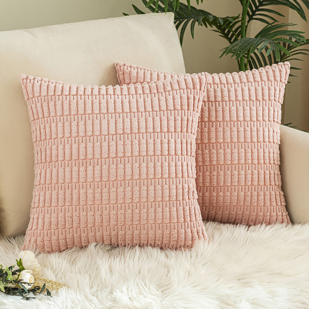 Set of 2 Cushions with New Corduroy Design Covers Included - 45x45cm