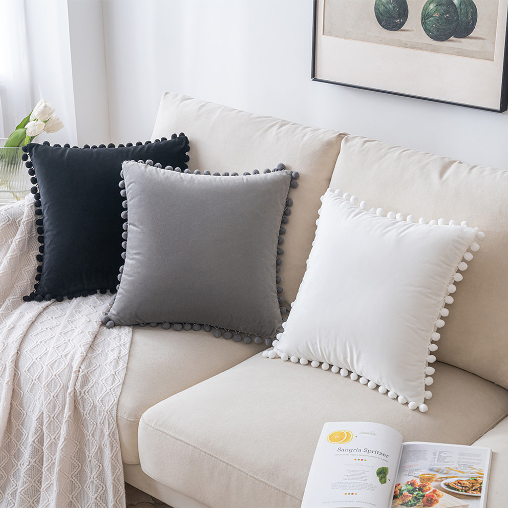 Premium Velvet with Pompom Cushion Covers - 45x45cm