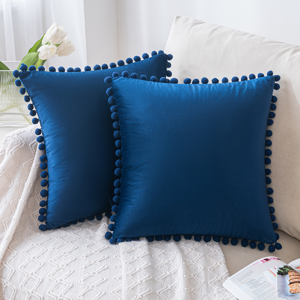 Premium Velvet with Pompom Cushion Covers - 45x45cm