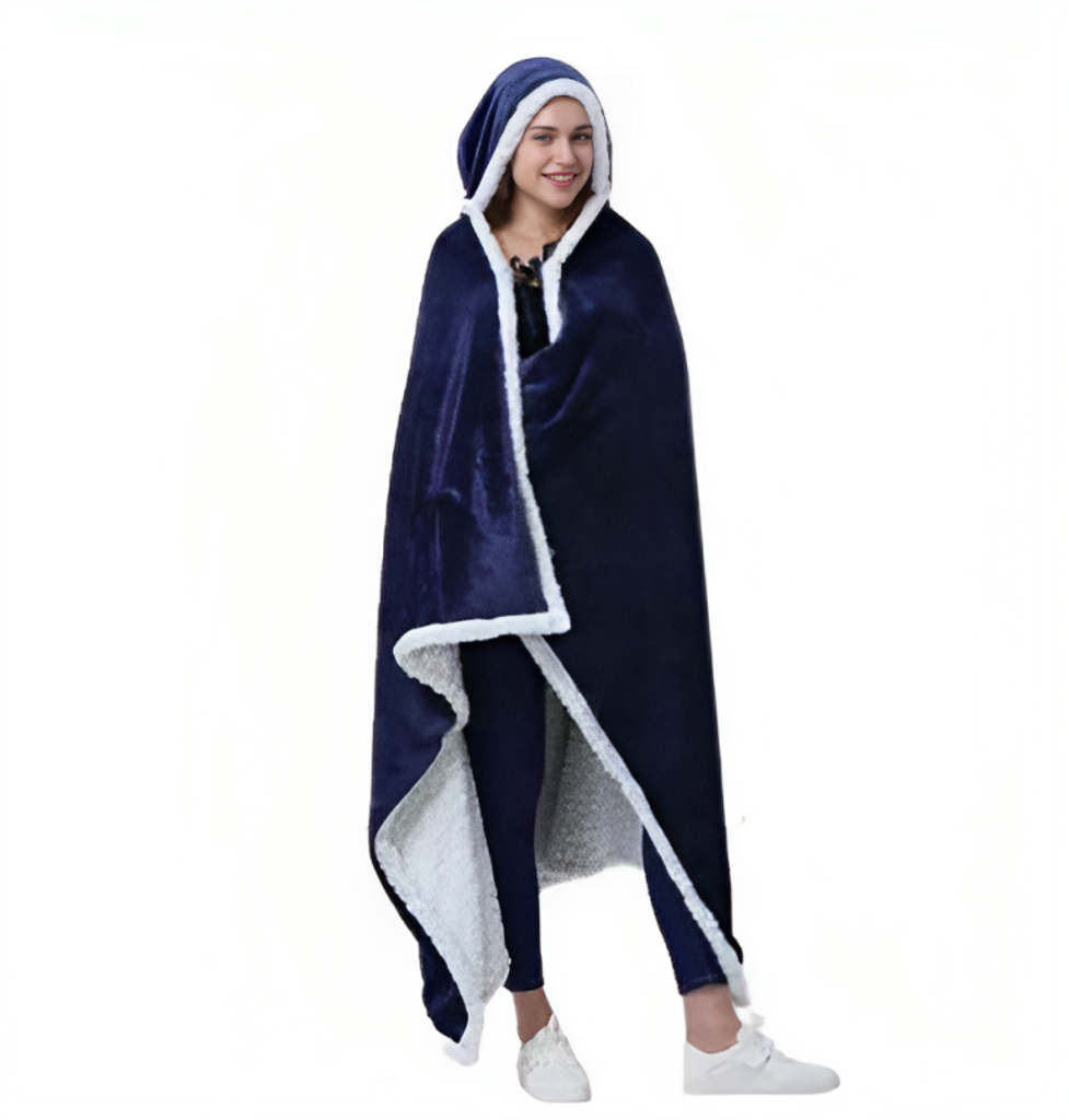 Double Layer Sherpa Hooded Blanket