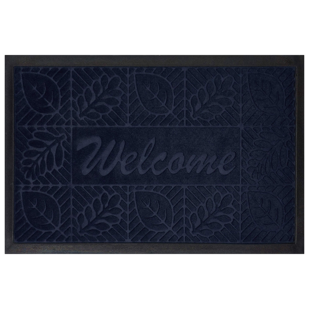 Premium Rubber Back Door Mats | Embossed Non-Slip Entrance Mats for Homes - Dark Blue