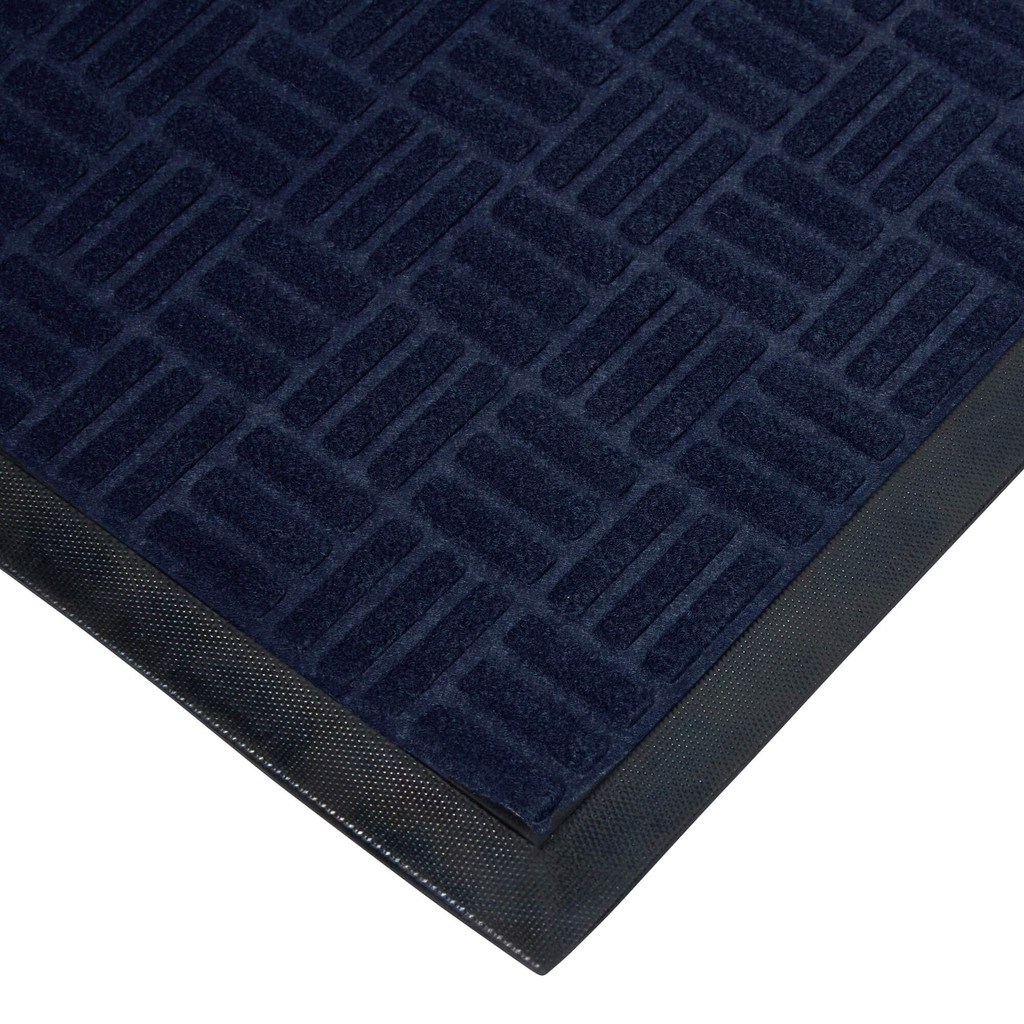 Premium Rubber Back Door Mats | Embossed Non-Slip Entrance Mats for Homes - Dark Blue