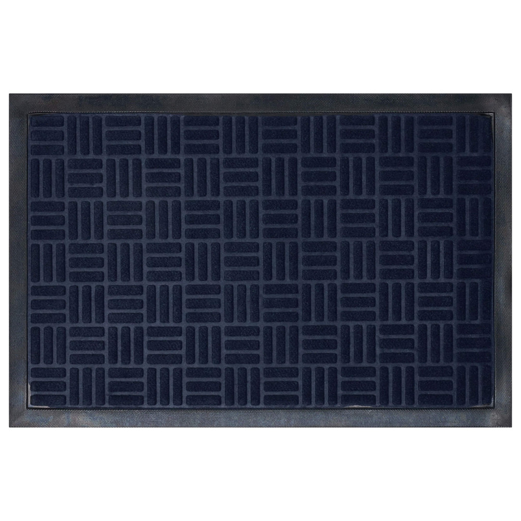 Premium Rubber Back Door Mats | Embossed Non-Slip Entrance Mats for Homes - Dark Blue