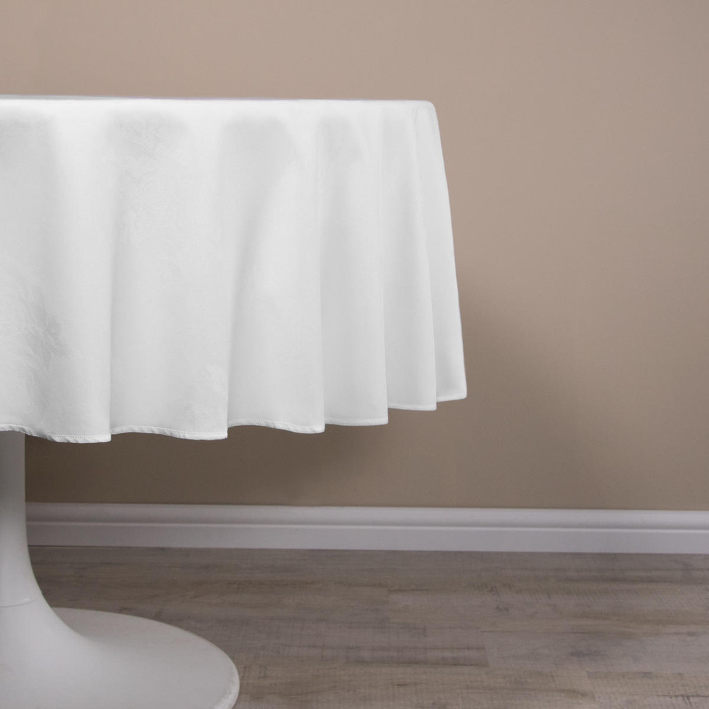 Circular Damask Rose Design Tablecloths / Napkins - 100percent Polyester