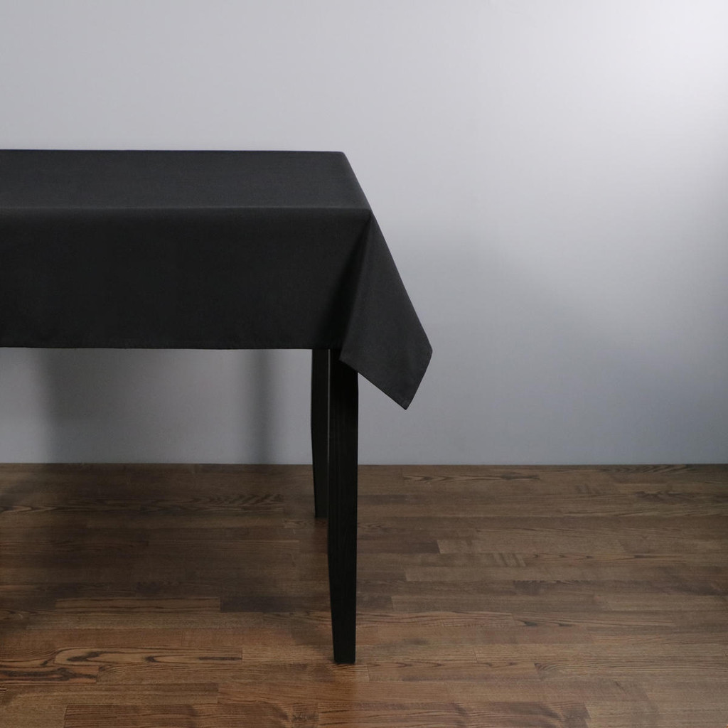 Easy Iron 100percent Polyester Plain Black Tablecloths - 35x35 89x89 cm