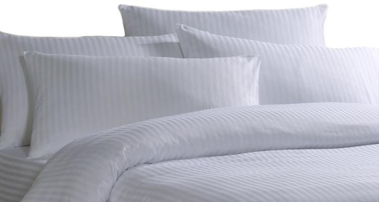 Satin Stripe White Duvet Covers Cotton Wholesalers, Hotels, Bulk