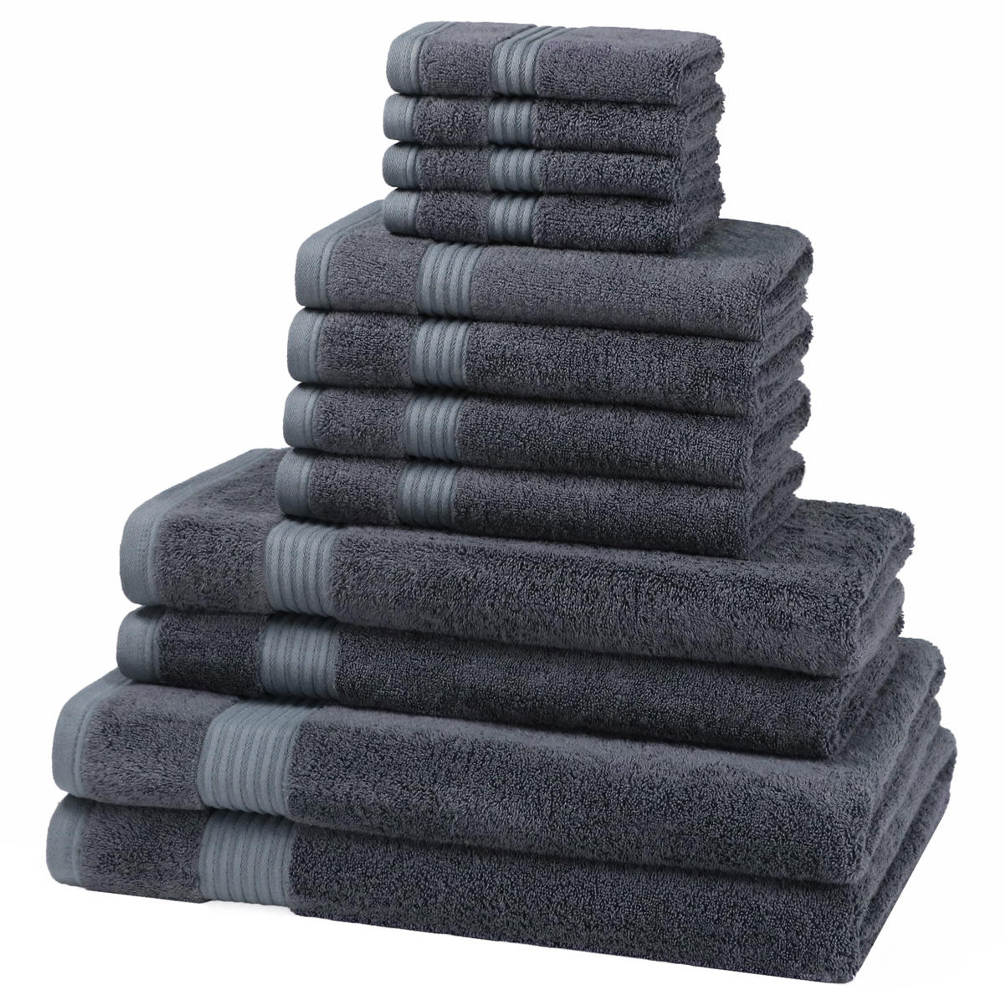 12 Piece 700GSM Bamboo Towel Set - 4 Face Cloths, 4 Hand Towels, 2 Bath ...